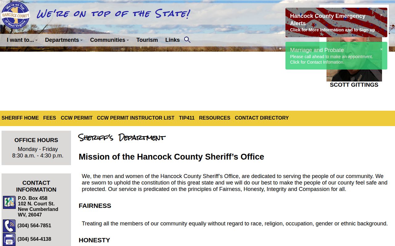 Hancock County Sheriff booking-record contact source