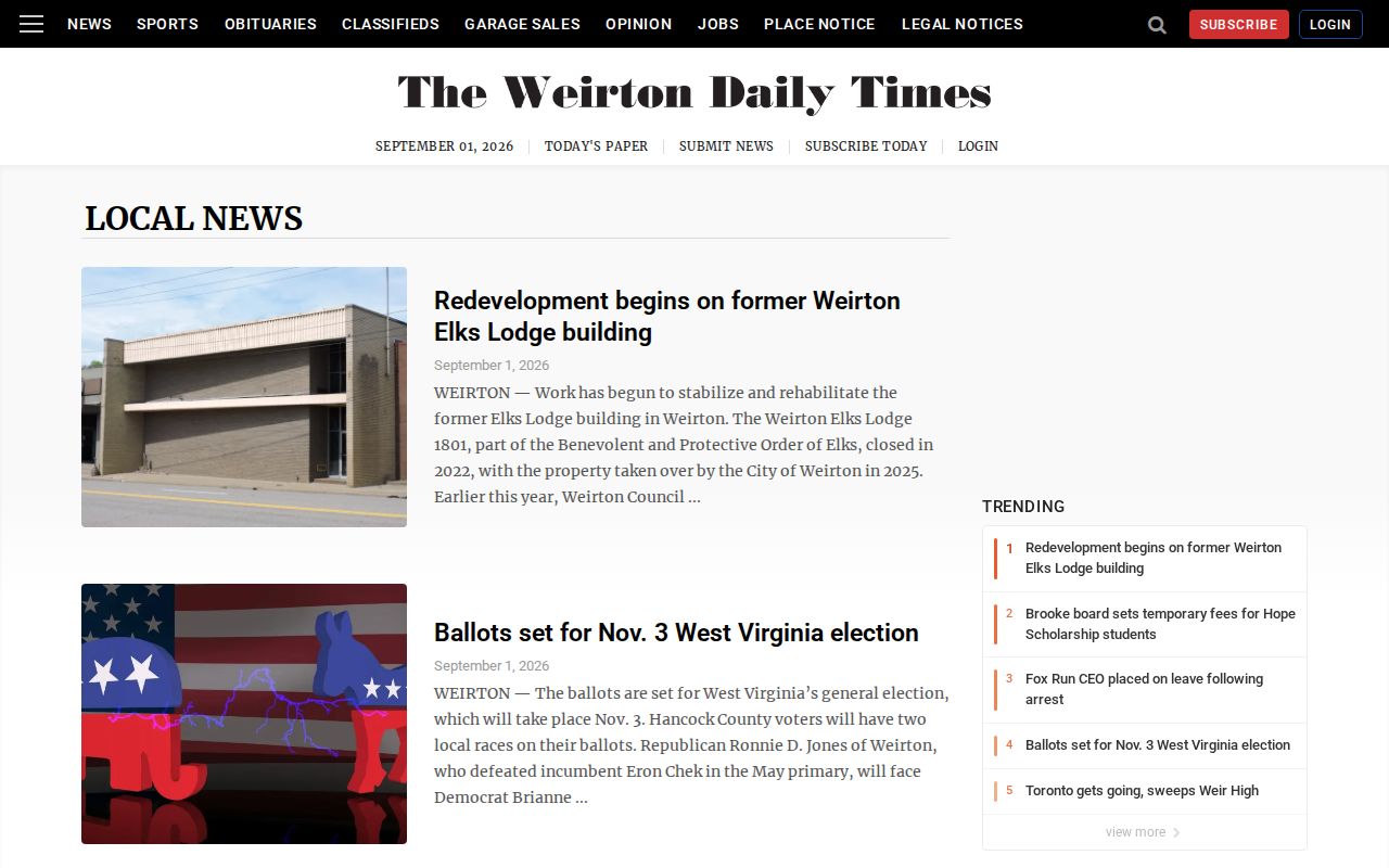 Hancock County arrest news source, Weirton Daily Times local-news archive